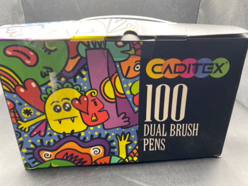 Photo 2 of 100 Dual Tip Brush Marker Pens with Fineliner & Brush Tip Pens Felt Tip Pens Set, Art Markers Watercolour Brush with Case for Adults Kids Colouring