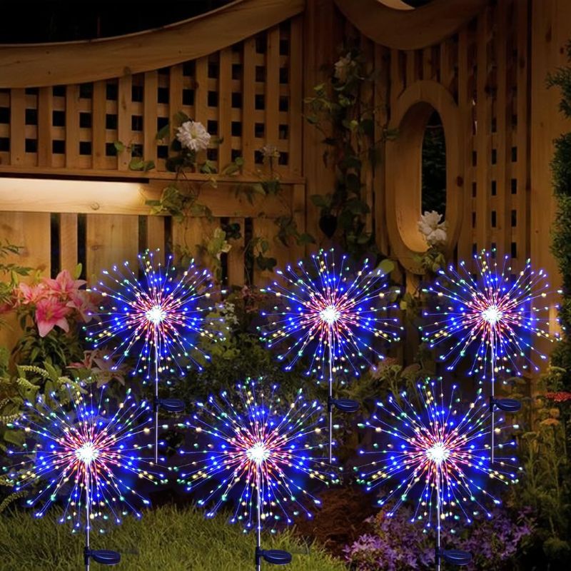 Photo 1 of 6-Pack Solar Garden Lights Outdoor, Solar Firework Lights Upgraded 540 LED Waterproof Solar Powered Sparkler Lights for Outside with 2 Lighting Modes for.