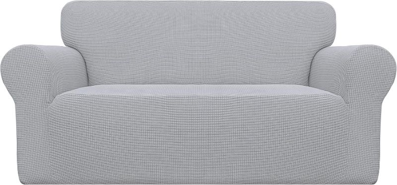 Photo 1 of Easy-Going Stretch Sofa Slipcover 1-Piece Sofa Cover Furniture Protector Couch Soft with Elastic Bottom for Kids, Polyester Spandex Jacquard Fabric Small Checks (Sofa, Silver Gray)