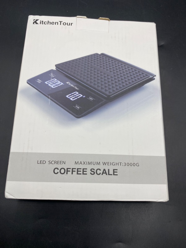 Photo 2 of Espresso Hand Pour Coffee/ Food/ Kitchen Electronic Touch Screen Scale Digital Timer 3kg/0.1g High Precision Pour Over Hand Drip with Bright LCD Display. Waterproof Silicon Pad Included