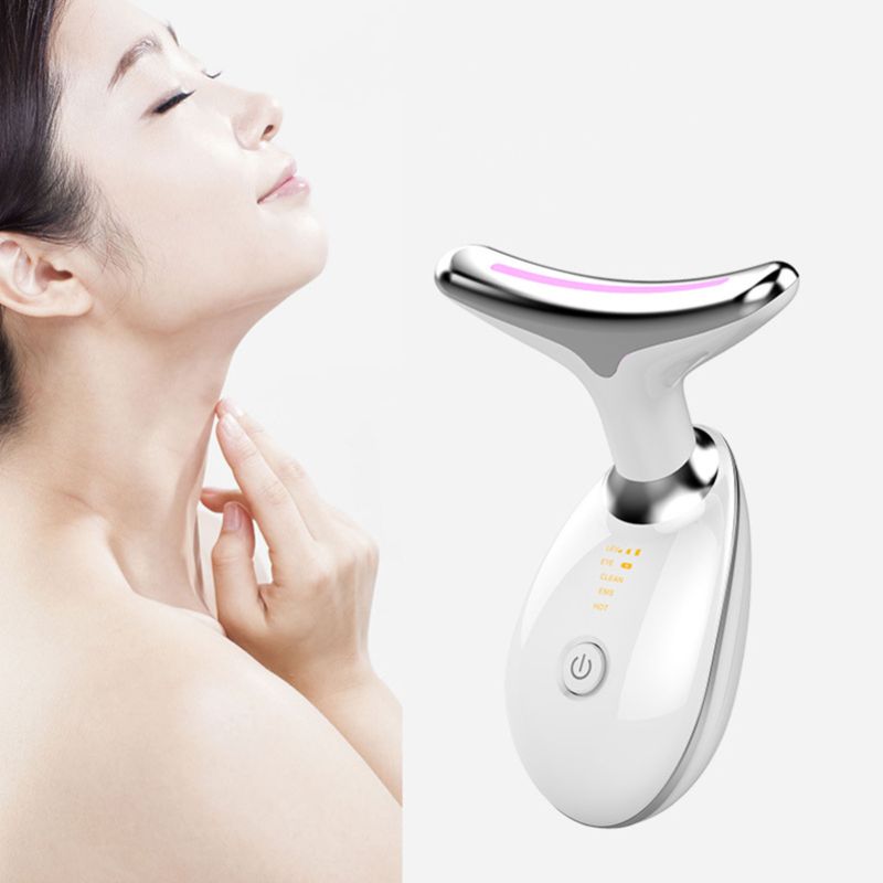 Photo 1 of Neck Lifting Massager Colorful Lights Improve Absorption Neck Skin Tightening Device White
