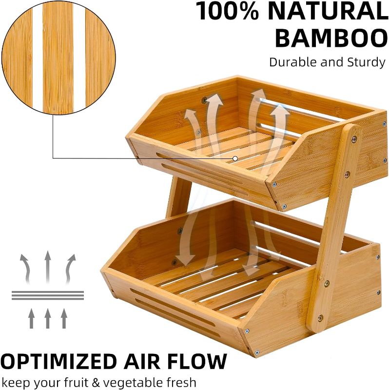 Photo 1 of 2 Tier Fruit Basket for Kitchen, Fruit Stand Storage Holder, Heavy Duty/Large Capacity for Fruit, Vegetables Countertop Organizer