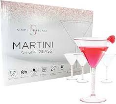 Photo 2 of Simple Essence Rose Gold Glitter Plastic Martini Glasses With Stem (Set of 4), 9.5 Ounce, Unbreakable Reusable Cocktail Glasses - Ideal for Parties,...