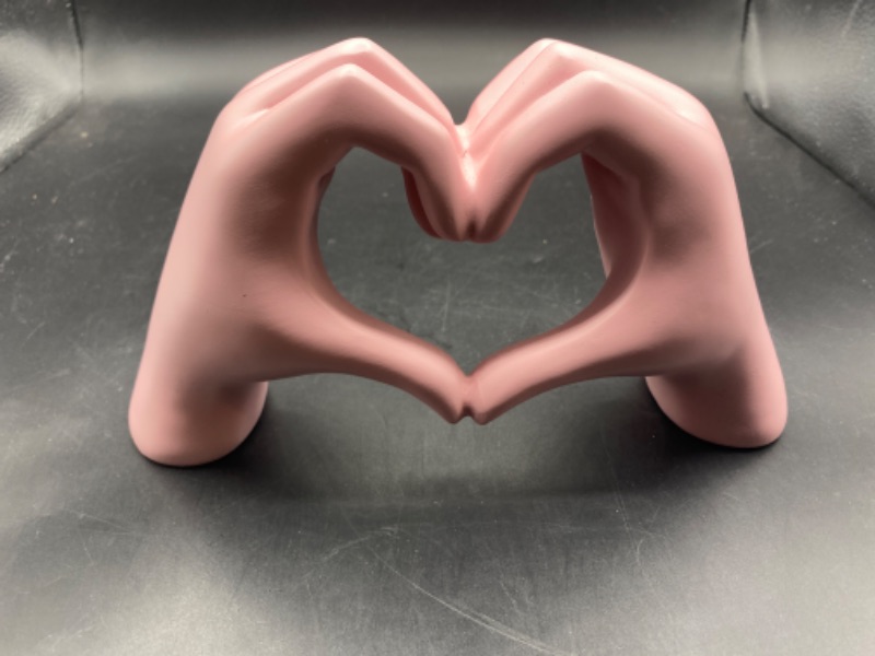 Photo 1 of LCCCK Pink Velvet Heart Hands Sculpture for Knick Knacks Home Decor, Pink Heart Hands Bracelet Holder, Contemporary Couples Bedroom Love Decor Heart Hand Statue - for Coffee Table Adornos Para Sala