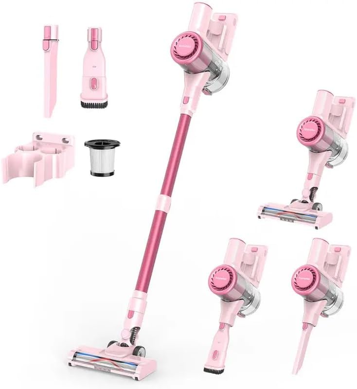 Photo 1 of FINAL SALE ***SOLD AS IS**** Homeika- Pro Version- 28k PA Cordless Vacuum- Digital Display- 50 Min Run Time- 3 Speeds- Telescopic – 300 Watts- Brushless Motor- 8 in 1- HEPA Filter- for All Floors- Detachable Battery Pink