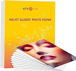 Photo 1 of HTVRONT Glossy Photo Paper for Printer, 100 Sheets Inkjet Printer Paper for Chip Bag Paper—Instant Dry Photo Paper 8.5 x 11 Glossy 180gsm