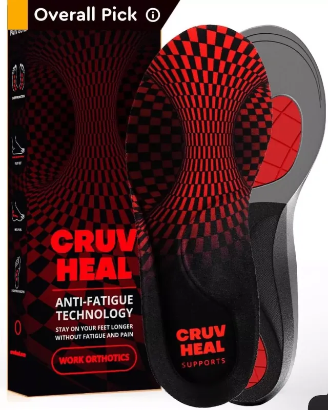 Photo 1 of Cruv Heal Support Work Orthotic Insoles Anti Fatigue Arch Support Small,Red