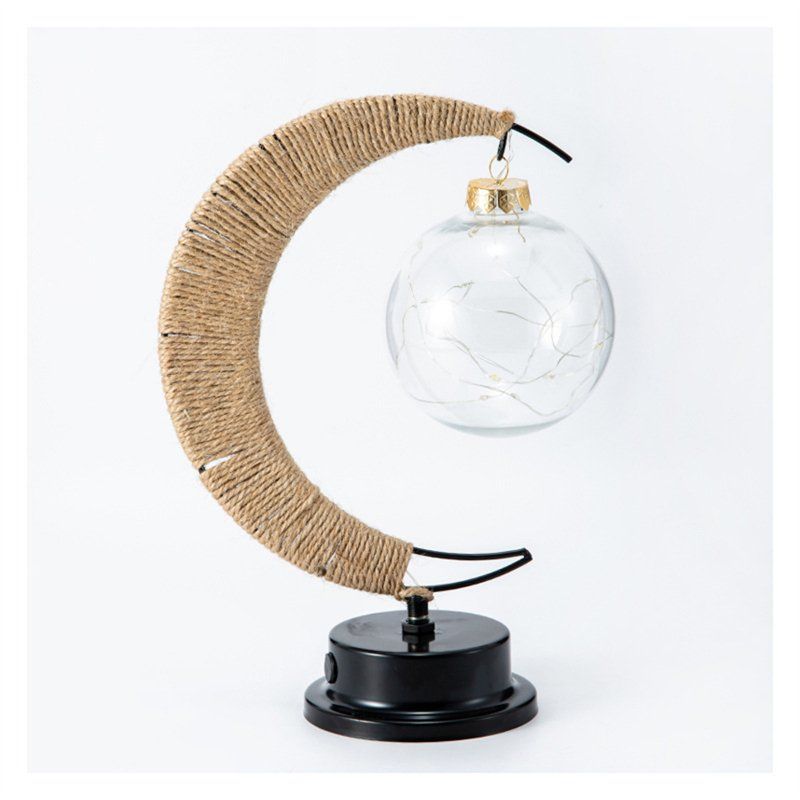 Photo 1 of Christmas Lunar Lamp With Jute Twine Super Bright Eye Protection Moon Shape Vintage Style LED Crescent Light Table Lamp colorful