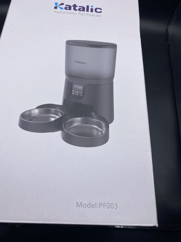 Photo 1 of Automatic Cat Feeders for Two Cats, Katalic 6L/25.4cup Double Automatic Cat Food Dispenser with 2 Stainless Bowls,10s Meal Call and Timer Setting 20 Portions 4 Meals Per Day,Pet Feeder for Cat and Dog