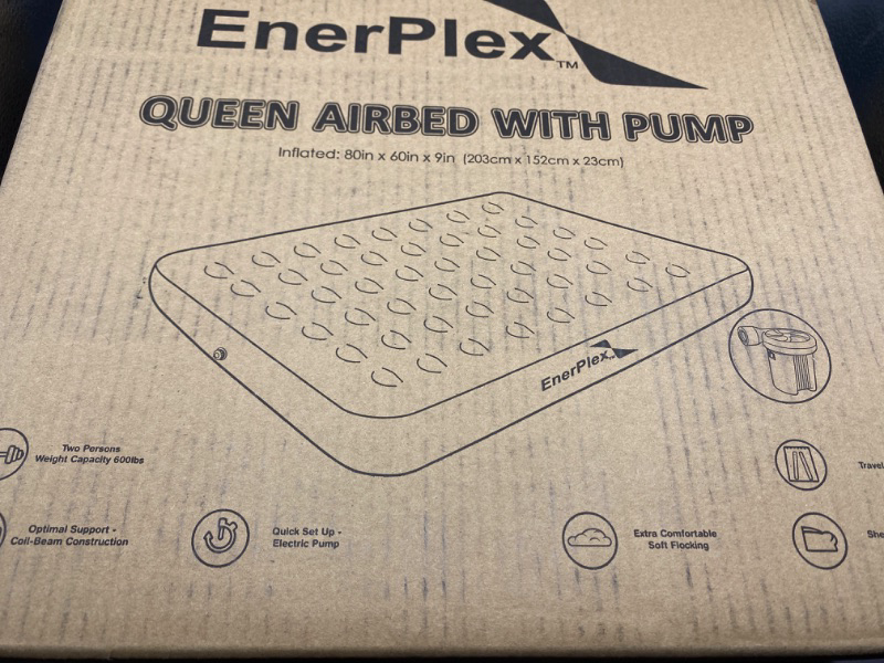 Photo 3 of EnerPlex 83022 Grey Black Built In Pump Comfortable Air Mattress Sz Queen Used