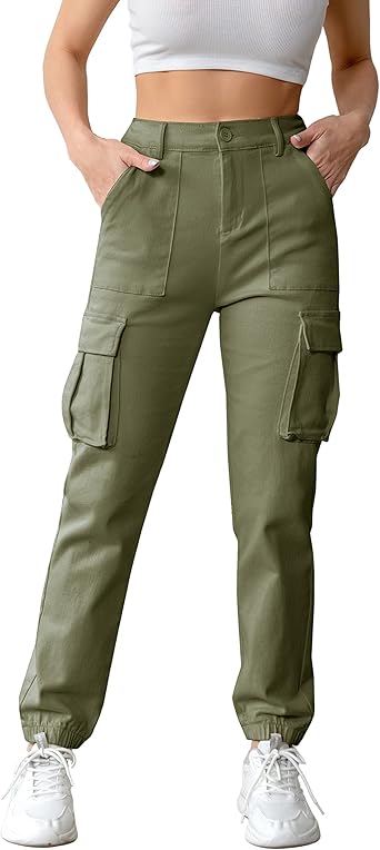 Photo 1 of  Large Casual High Waisted Cargo Pants with Pockets Lightweight 