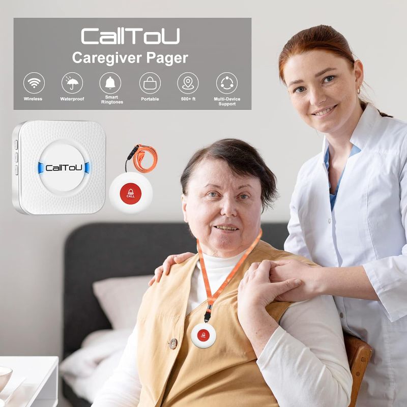 Photo 2 of CallToU Wireless Caregiver Pager Smart Call System 2 SOS Call Buttons/Transmitters 2 Receivers Nurse Calling Alert Patient Help System for Home/Personal...
