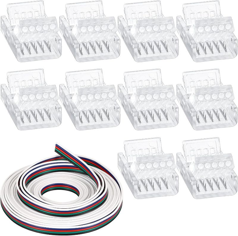 Photo 1 of 25 Pack Solderless LED Tape Light Connector 2 Pin Terminal Block Connector Screw Down LED Strip Connector Tape to Wire for 5V 12V 24V Single Color LED Strip Lights (Clear,10mm)