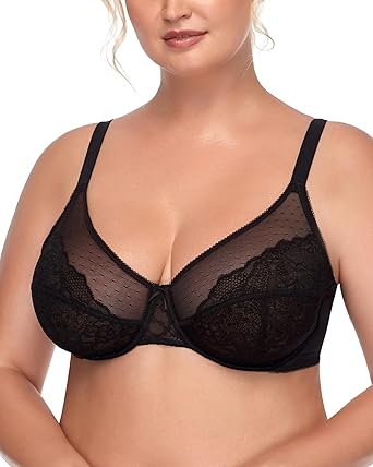 Photo 1 of (40D) HSIA Minimizer Bras for Women Full Coverage Underwire Bras Plus Size Lifting Lace Bra for Heavy Breast