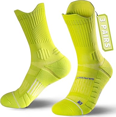 Photo 1 of L Coolmax Compression Running Socks 3 Pairs, Cushion Crew Socks, Anti-Blister Moisture Wicking Athletic Hiking Socks