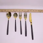 Photo 1 of (20-Pk) Berglander Flatware Set Titanium Black And Golden Plated Stainless Steel
