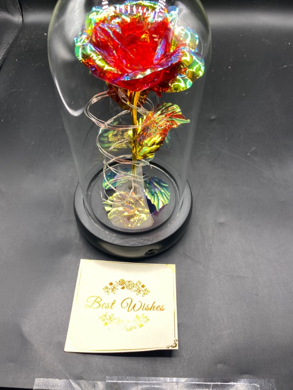 Photo 2 of Birthday Gifts for Women, I Love You Gifts for Her, Rose Flowers Gifts for Mom Mother Grandma Sister Her Girlfriend Wife, Presents for Women, Galaxy Crystal Light Up Rose in A Glass Dome, Anniversary