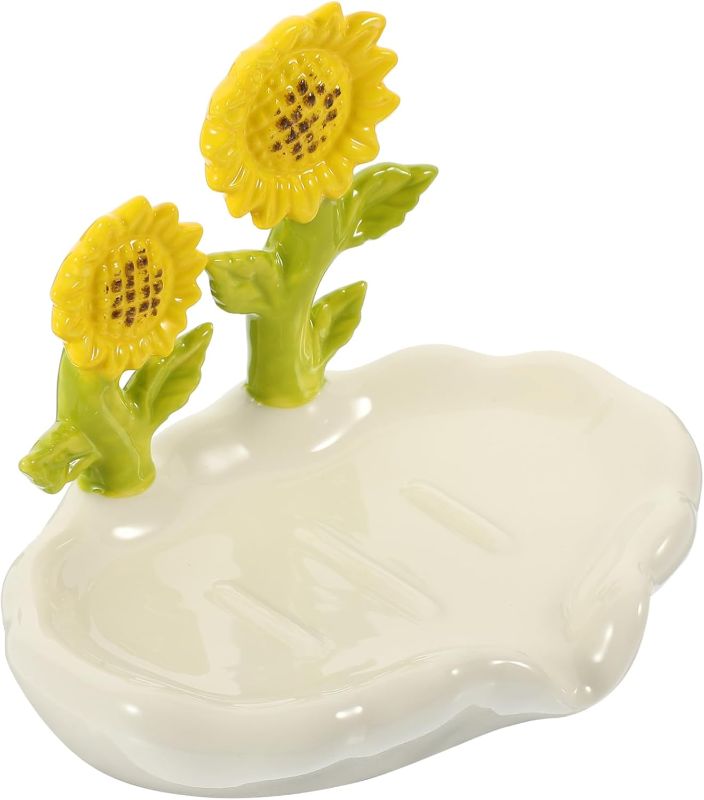 Photo 1 of CAXUSD Box Ceramic Floral Soap Dish Soap Tray Soap Holder Palette Soap Storage Plate Ceramic Soap Dish Soap Cases Portable Soap Decorative Soap Dish No Punching Soap Dish Holder Ceramics