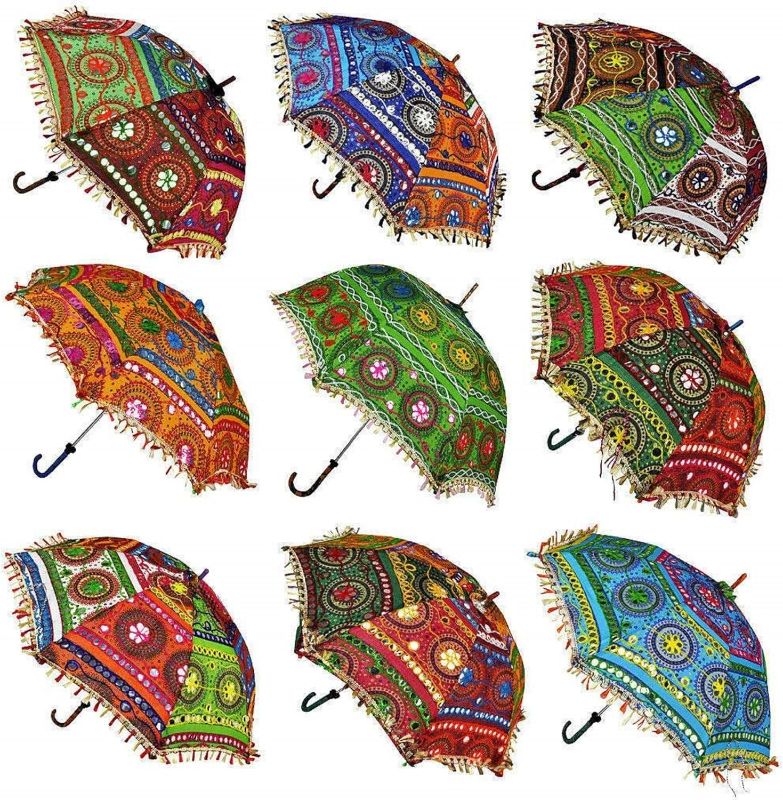 Photo 1 of Bohemian Handmade Design Cotton Multi Color Cotton Fashion Multi Colored Umbrella Embroidery Boho Umbrellas Parasol (5 Pcs Lot)
