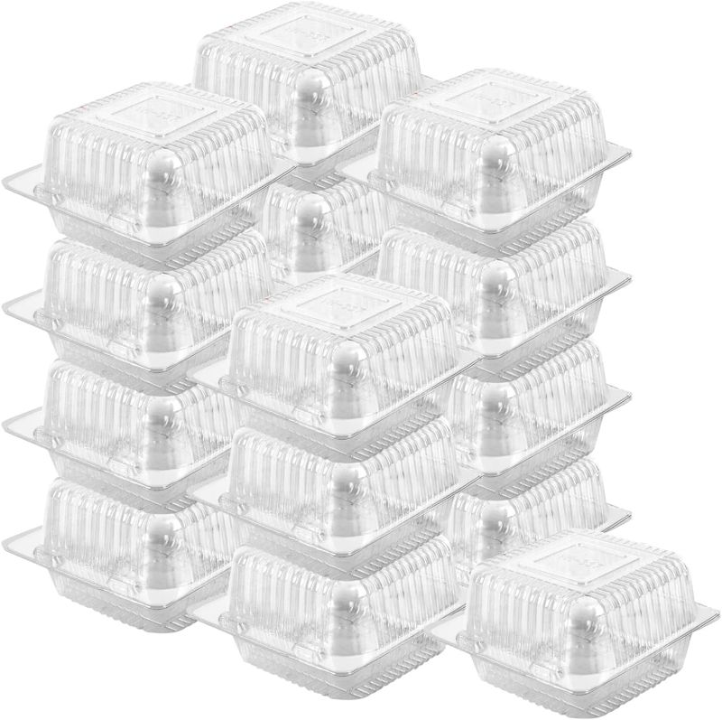 Photo 1 of Axe Sickle 100 Count 5 x 5 inch Clear Plastic Hinged Take Out Containers Clamshell Takeout Tray Food Clamshell Containers for Dessert, Cakes, Cookies,...
