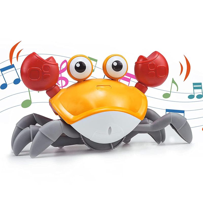 Photo 2 of Kidology Crawling Crab Infant Tummy Time Toys | Kids Electronic Musical Light up Toy with Automatically Obstacle avoidance induction | Walking Moving baby...
