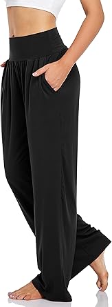 Photo 1 of Medium UEU Women's Casual Loose Wide Leg Cozy Pants Yoga Sweatpants Comfy High Waisted Sports Athletic Lounge Pants with Pockets
