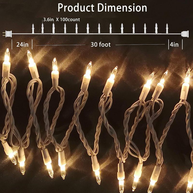 Photo 1 of Christmas Lights 100 Count Mini Clear Lights 32ft White Wire Christmas Tree String Lights Set for Outdoor Indoor Christmas Decorations Wedding Decorations Valentines Day Decor,UL Certified (32feet)
