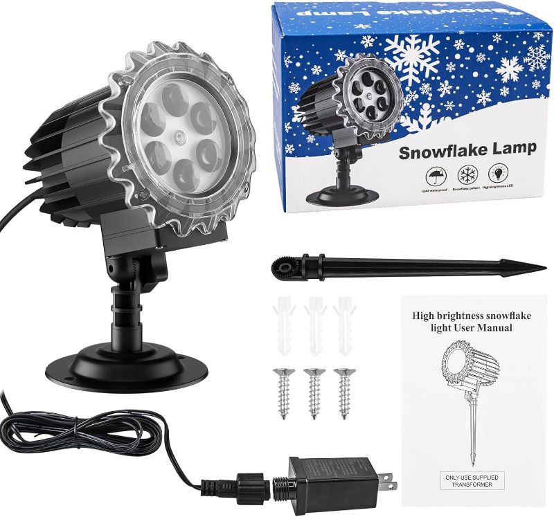 Photo 1 of Snowflake Projector Lights Christmas Snowflake Light Projector HD Snowfall Projector Lights Outdoor IP65 Waterproof for House 180°Rotation LED Holiday Light...
