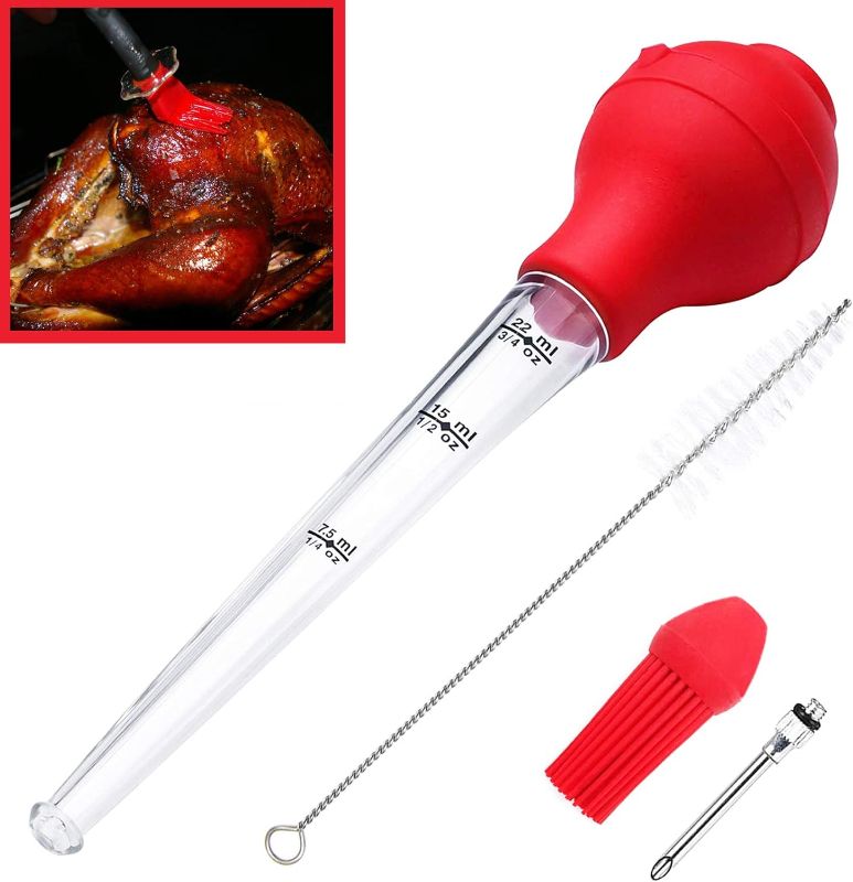 Photo 1 of Best tableware Turkey Baster set of 4 commercial-grade quality FDA silicone bulbs, including marinating needles and barbecue brushes and cleaning brushes, easy to clean and can be used repeatedly.
