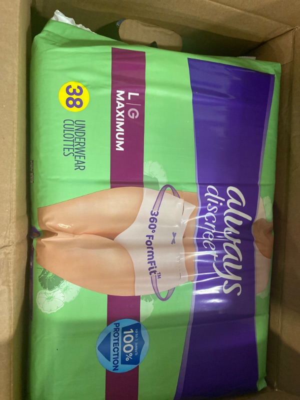 Photo 3 of Always Discreet Incontinence and Postpartum Underwear for Women, Maximum, Large, 38 underwear and 2 packs 