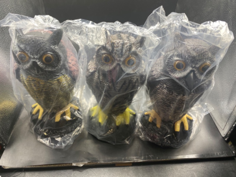 Photo 2 of Galashield Owl Decoy | Plastic Owls to Scare Birds Away | Owl Statue for Garden & Outdoors - Pack of 3
