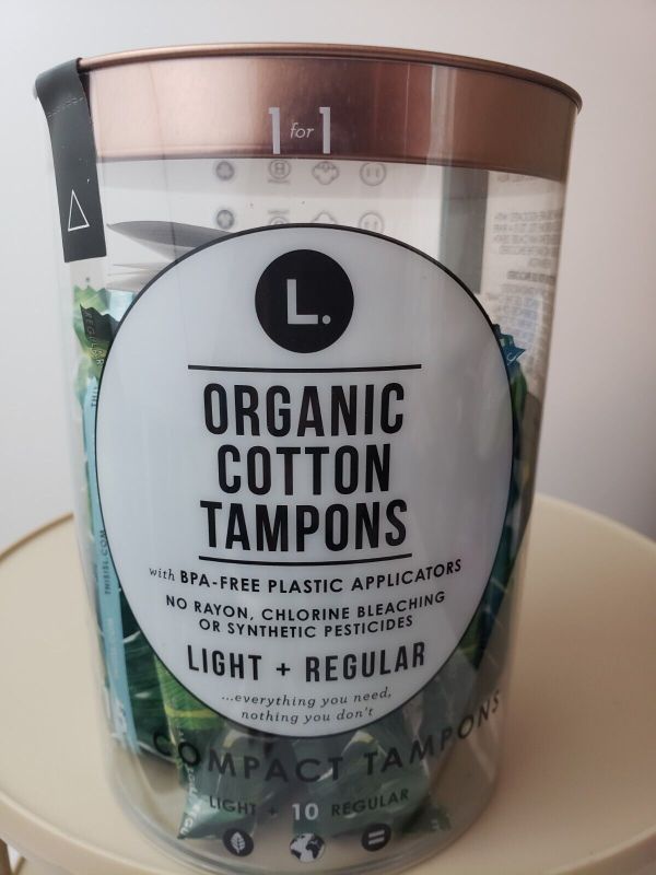 Photo 2 of L Organic Cotton Tampons 5 Light and 10 Regular Compact 15 Total Sealed
2 pack womans large 