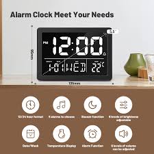 Photo 1 of Digital Alarm Clock Large LED Clock with USB Charger Ports Adjustable Alarm Volume 6 Level Brightness 12/24 H Snooze Digit Display Bedroom Bedside Desk
