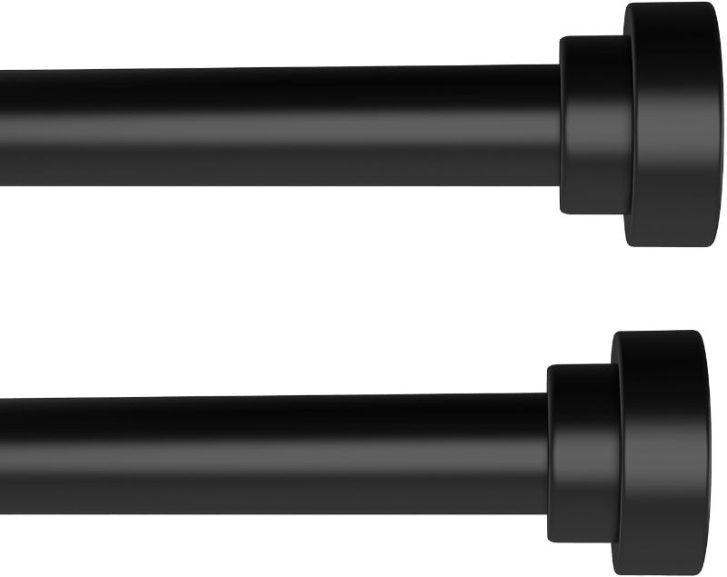 Photo 1 of Black Curtain Rods for Windows 28 to 48 Inch(2.3-4ft), 2 Pack 5/8 Inch Diameter Heavy Duty Metal Drapery Rods with Brackets, Modern Decorative Drapery Rods, Window Curtains Rod
