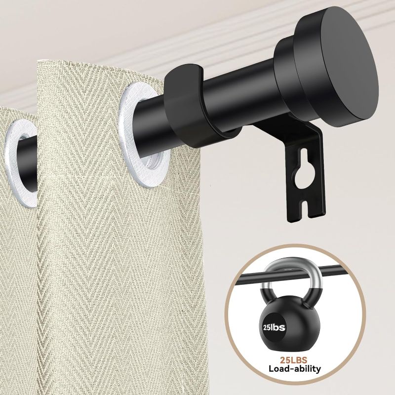 Photo 2 of Black Curtain Rods for Windows 28 to 48 Inch(2.3-4ft), 2 Pack 5/8 Inch Diameter Heavy Duty Metal Drapery Rods with Brackets, Modern Decorative Drapery Rods, Window Curtains Rod
