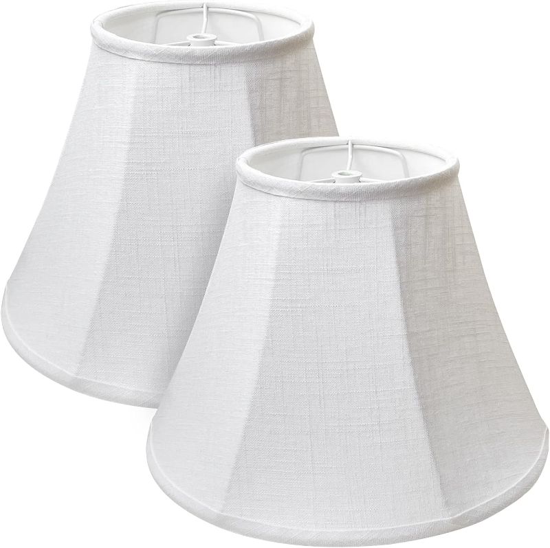 Photo 1 of Double White Lamp Shade Set of 2, TOOTOO STAR Large Barrel Lampshade for Floor Light and Table Lamp 6x12x8.5 inch, DIY Fabric Natural Linen Hand Crafted, Spider (White, 6x12x8.5 inch)
