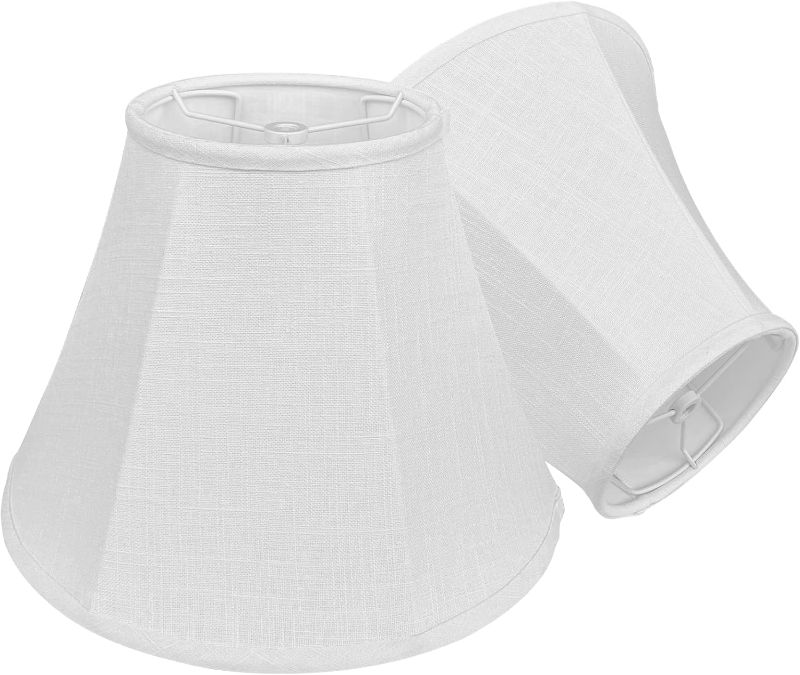 Photo 2 of Double White Lamp Shade Set of 2, TOOTOO STAR Large Barrel Lampshade for Floor Light and Table Lamp 6x12x8.5 inch, DIY Fabric Natural Linen Hand Crafted, Spider (White, 6x12x8.5 inch)
