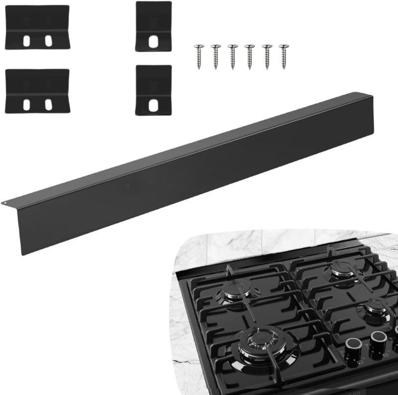 Photo 1 of 30" Slide-in Range Rear Filler Kit?Universal Stainless Steel Stove Gap Filler, Stove Trim Kit for Use Between Stove and Backsplash Fits Whirlpool and Most Brands of Kitchen Stove Kits (Black, 30")
