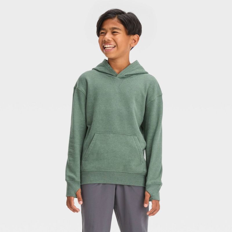 Photo 3 of Boys' Fleece Hooded Sweatshirt - All in Motion™ North Green L
