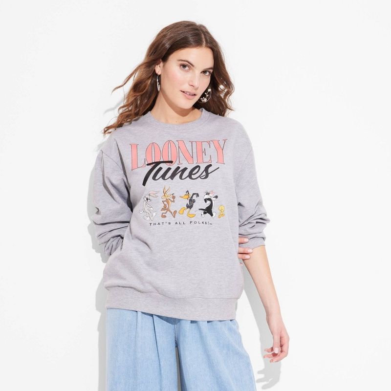 Photo 1 of Women's Looney Tunes Throwback Graphic Sweatshirt - Gray XXL
