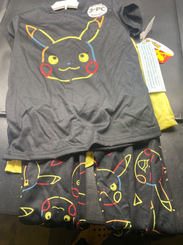 Photo 2 of Boys' Pokemon Pikachu 3pc Pajama Set - Black/Yellow XS
