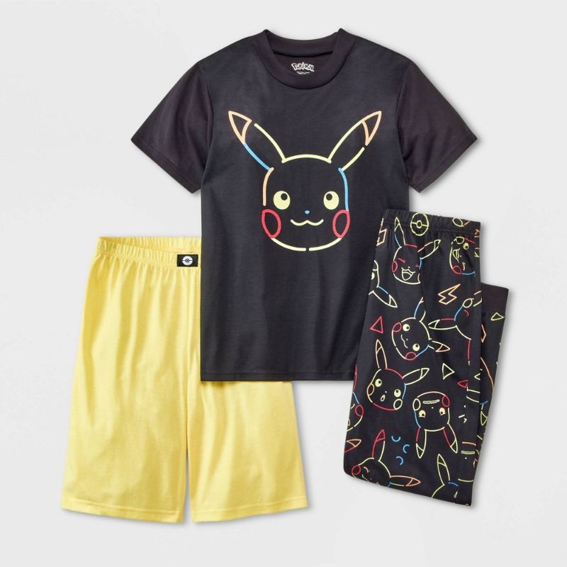 Photo 1 of Boys' Pokemon Pikachu 3pc Pajama Set - Black/Yellow XS
