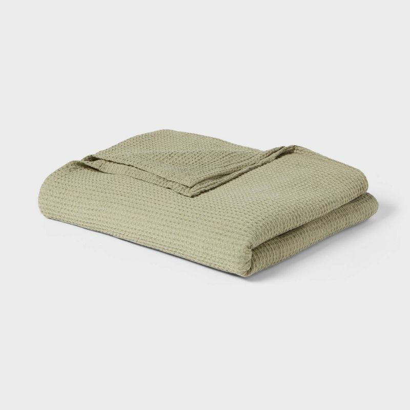 Photo 1 of Full/Queen TENCEL® Lyocell Waffle Bed Blanket Green - Threshold™
