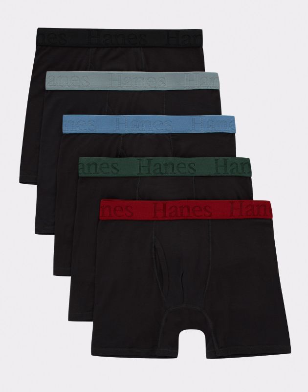 Photo 1 of Hanes Originals Boys' 5pk SuperSoft Boxer Briefs - Black M
