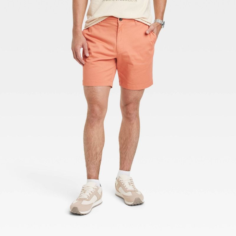 Photo 1 of Size 30 Men's Every Wear 7" Slim Fit Flat Front Chino Shorts - Goodfellow & Co™ Apricot Orange 30
