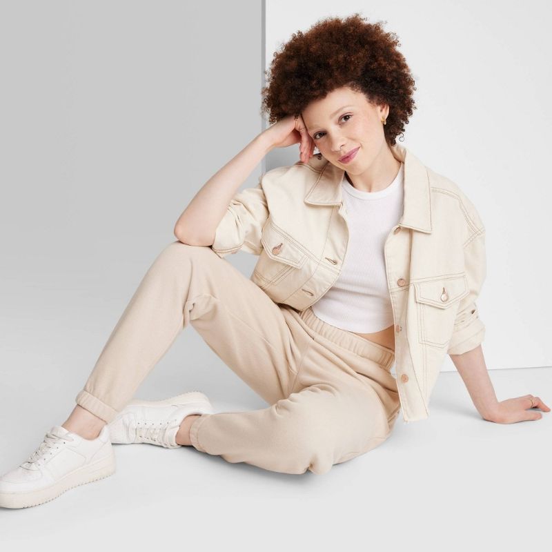 Photo 1 of Women's High-Rise Tapered Perfect Sweatpants - Wild Fable™ Oatmeal XL
