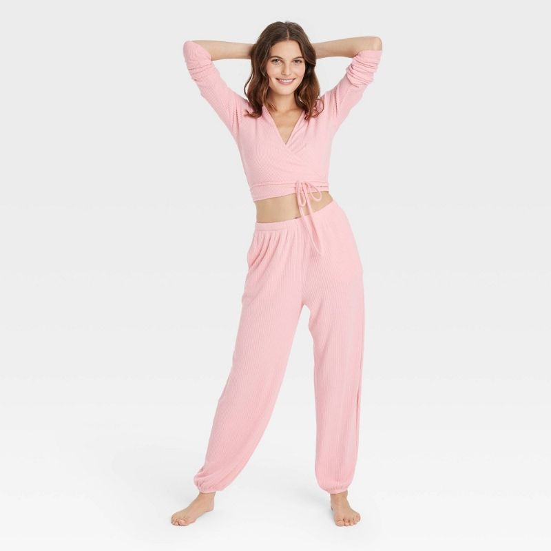 Photo 1 of size womens medium Women's Cozy Ribbed Jeggings Jogger Pants - Colsie™ Pink M
