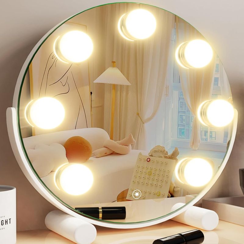 Photo 1 of Gvnkvn Vanity Mirror with Lights, 13" Hollywood Mirror Tabletop Makeup Mirror with 7 Dimmable LED Bulbs, Large Lighted Mirror for Bedroom Smart Touch...
