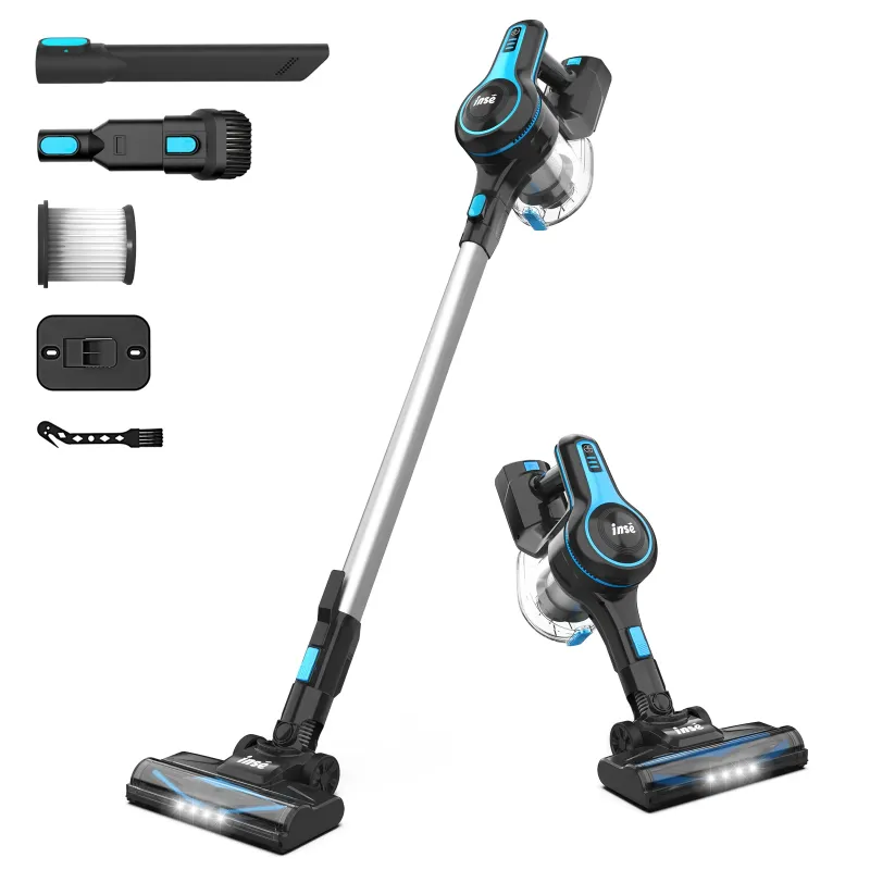 Photo 1 of INSE Cordless Stick Vacuum Cleaner, 20kPa Powerful Rechargeable Battery Vacuum, 6-in-1 Lightweight Handheld Vacuum for Home Hard Floor Carpet Pet Hair Car, Blue
