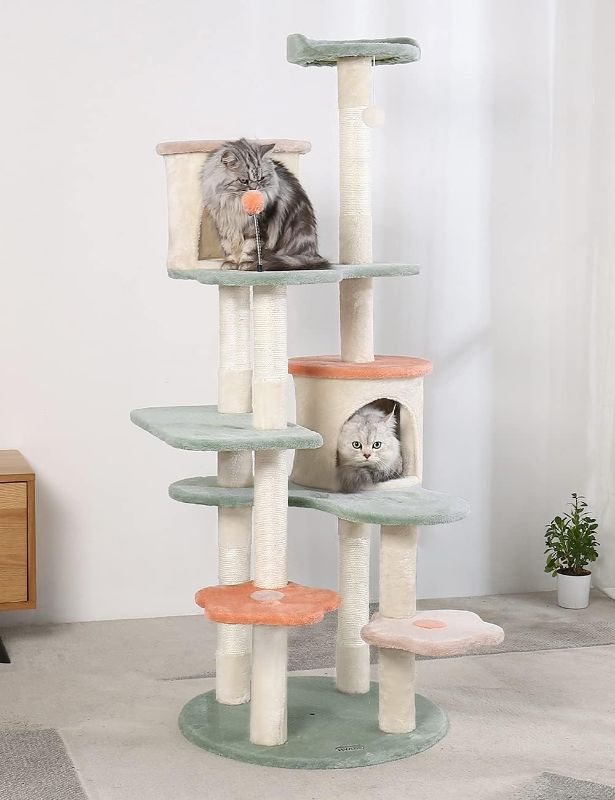 Photo 1 of HYABi 63-Inch Cat Tree Creative Flower Cat Tower Cat Apartment with Flower Rest Platform(Large 7 Platforms)
